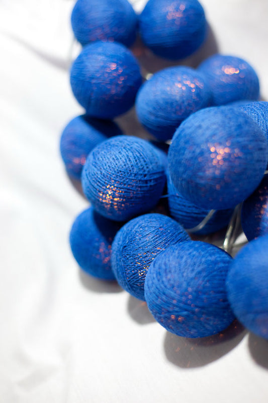 20 Ball Dark Blue 3m String Light Battery Box 5cm Cotton Ball Christmas Birthday Boy Special Occasion Decoration