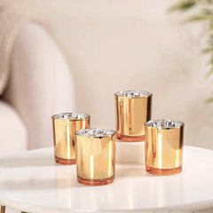 20 Pack Gold Votive Tealight Candle Holders Valentines Day Mercury Wedding Decor Glass Candlestick Party Decorations Bridal Baby Shower Event