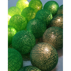 20 Ball Green 3m String Light Battery Box 5cm Cotton Ball Christmas Birthday Garden Special Occasion Decoration