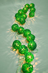 1 Set of Green 5cm Rattan Cane 20 Ball Battery Powered 3m String Lights Christmas Gift Home Wedding Party Bedroom Decoration Table Centrepiece