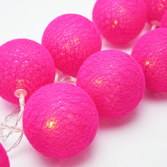 20 Ball HOT Pink 3m String Light Battery Box 5cm Cotton Ball Christmas Birthday Bbay Girl Special Occasion Decoration