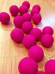 20 Ball HOT Pink 3m String Light Battery Box 5cm Cotton Ball Christmas Birthday Bbay Girl Special Occasion Decoration