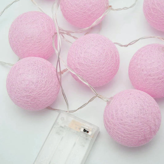 20 Ball Pastel Pink 3m String Light Battery Box 5cm Cotton Ball Christmas Birthday Bbay Girl Special Occasion Decoration