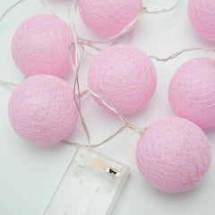 20 Ball Pastel Pink 3m String Light Battery Box 5cm Cotton Ball Christmas Birthday Bbay Girl Special Occasion Decoration