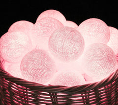 20 Ball Pastel Pink 3m String Light Battery Box 5cm Cotton Ball Christmas Birthday Bbay Girl Special Occasion Decoration