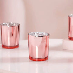 20 Pack Rose Gold Pink Votive Tealight Candle Holders Valentines Day Mercury Wedding Decor Glass Candlestick Party Decorations Bridal Baby Shower Event