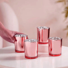20 Pack Rose Gold Pink Votive Tealight Candle Holders Valentines Day Mercury Wedding Decor Glass Candlestick Party Decorations Bridal Baby Shower Event
