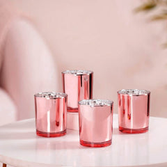 20 Pack Rose Gold Pink Votive Tealight Candle Holders Valentines Day Mercury Wedding Decor Glass Candlestick Party Decorations Bridal Baby Shower Event