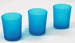 10 Pack Turquoise Frosted Glass Votive Tealight Candle Holders House Party Centerpiece Xmas Wedding Decor Glass Candlestick Party Decorations Bridal Baby Shower Event