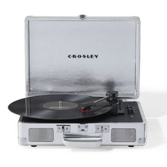 Crosley Cruiser Bluetooth Portable Turntable + Crosley Turntable Stand Bundle - Silver