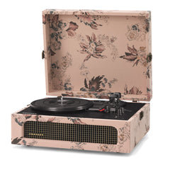 Crosley Voyager Bluetooth Portable Turntable + Turntable Stand Bundle - Floral