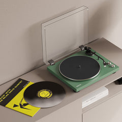 Kanto OBI3 Turntable - Matte Green with Kanto ORA 100W Powered Speakers - Black Bundle