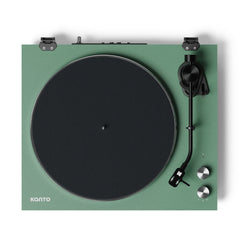 Kanto OBI3 Turntable - Matte Green with Kanto ORA 100W Powered Speakers - Black Bundle