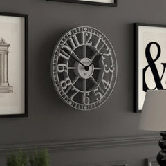 Newgate Warehouse Wall Clock-Clockwork Grey