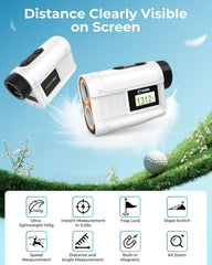 Golf Rangefinder with Slope, CIGMAN 1312 Yards Range Finder Golf, External Color Display, Flag Lock Vibration, 6X Magnification, Rechargeable Laser Range Finder with Magnetic