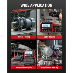 KAIWEETS Megohmmeter, Insulation Resistance Tester, Up to 100GΩ, 50V/100V/250V/500V/1000V, One-Touch DAR/PI, with AC/DC Voltage Testing for Motors, Solar, HVAC