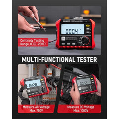 KAIWEETS Megohmmeter, Insulation Resistance Tester, Up to 100GΩ, 50V/100V/250V/500V/1000V, One-Touch DAR/PI, with AC/DC Voltage Testing for Motors, Solar, HVAC