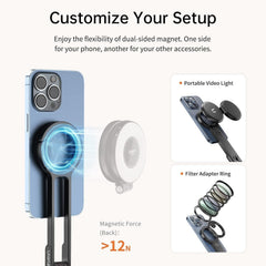 ULANZI MA30 Magnetic Phone Tripod Stand for iPhone - Aluminium Maglock Smartphone Mini Tripod Pocket Cell Phone Stand Dual-Sided Magnet Quick Mount Compatible with iPhone 16 15 14 13 12 Magsafe
(Dark Grey)