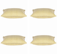 Pack of 4 Dandi Mustard Yellow & White Striped Square Cushion Covers 40x40cm