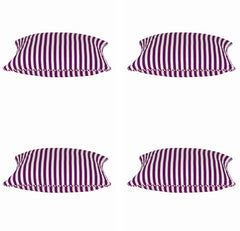 Pack of 4 Dandi Fuchsia Plum Purple & White Striped Square Cushion Covers 40x40cm