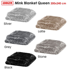 Soft Plain Faux Mink Blanket Queen Latte