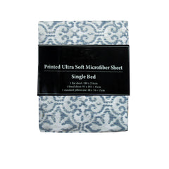 Printed Microfiber Sheet Set Single Silver Imperial