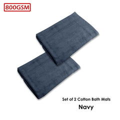 800GSM Set of 2 Cotton Bath Mats 50 x 70 cm Navy