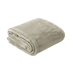 In 2 Linen 350GSM Plush Ultra Soft Velvet Touch Blanket Taupe Double/Queen