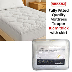1000GSM Luxe Fully Fitted Mattress Topper 10cm thick with Fitted Skirt King