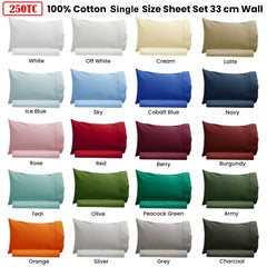 Artex 250TC 100% Cotton Sheet Set Single Off White