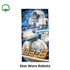 Teen Cool Theme Cotton Beach Towel 70 x 140 cm Star Wars Robots R2-D2 BB-8
