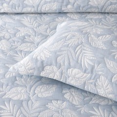 Bianca Laurieton Blue Jacquard Botanical Bedspread Set Queen