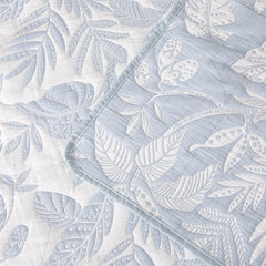 Bianca Laurieton Blue Jacquard Botanical Bedspread Set Queen