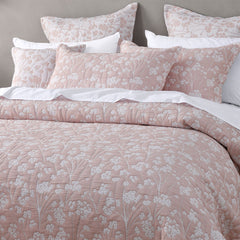 Bianca Myra Blush Floral Jacquard Bedspread Set Double