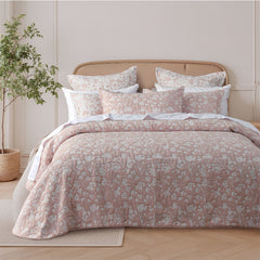 Bianca Myra Blush Floral Jacquard Bedspread Set King