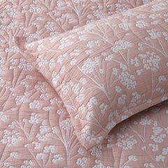 Bianca Myra Blush Floral Jacquard Bedspread Set King