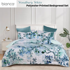 Bianca Woodbury White Botanical Printed Bedspread Set King Single