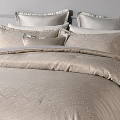 Bianca Bellagio Gold 6 Pcs Jacquard Geometric Comforter Set Queen/King