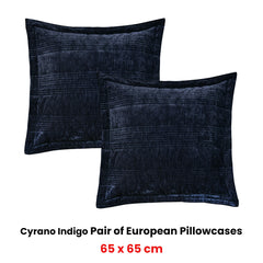 Bianca Pair of Cyrano Indigo European Pillowcases 65 x 65cm