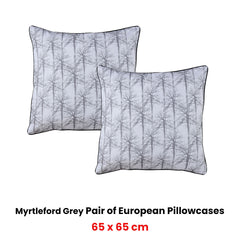 Bianca Pair of Myrtleford Grey European Pillowcases 65 x 65cm