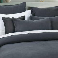 Bianca Hallston Charcoal Pre-Washed Cotton Quilt Cover Set King