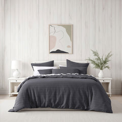 Bianca Kahlani Charcoal Waffle Quilt Cover Set King