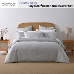 Bianca Pesaro Grey Polyester Cotton Quilt Cover Set Super King