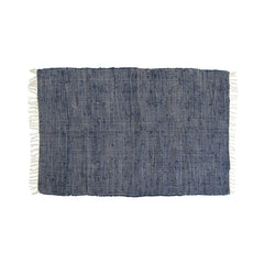 Large Chindi Cotton Handmade Floor Mat with Tassels 90 x 150 cm Navy