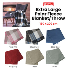 180GSM Extra Large Polar Fleece Throw Blanket 150 x 200cm Steel Blue