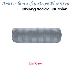 KAAT Amsterdam Softy Stripe Blue Grey Oblong Neckroll Filled Cushion 22cm x 70cm