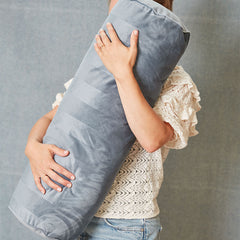 KAAT Amsterdam Softy Stripe Blue Grey Oblong Neckroll Filled Cushion 22cm x 70cm