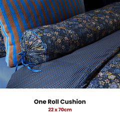 PIP Studio Tutti i Fiori Dark Blue Cotton Cover Roll Cushion 22cm x 70cm