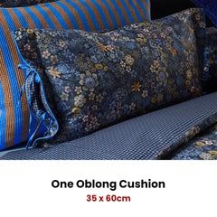 PIP Studio Tutti i Fiori Dark Blue Cotton Cover Oblong Cushion 35cm x 60cm