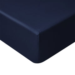 Accessorize 400TC Navy Bamboo Cotton Fitted Sheet 40cm Wall Double